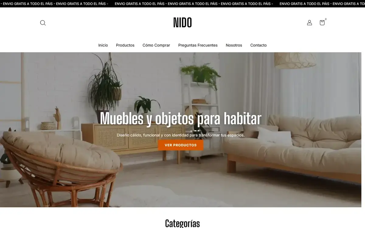 Hero de la Tienda Nube Nido Ecléctico diseñada por Mila Digital Pulse