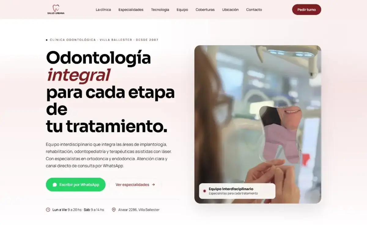Hero de la landing page de Salud Urbana diseñada por Mila Digital Pulse